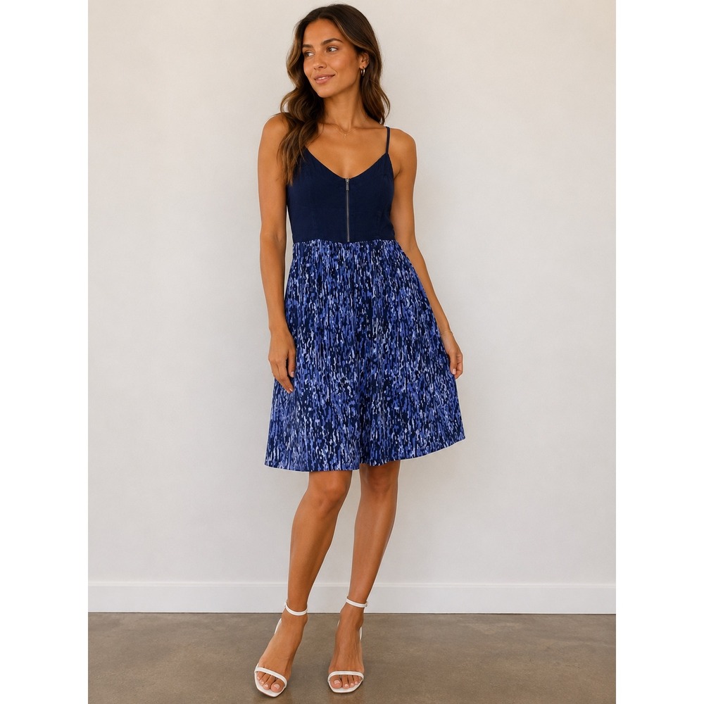 Anthropologie Moulinette Soeurs In The City Silk Abstract Print Zip-Front Dress